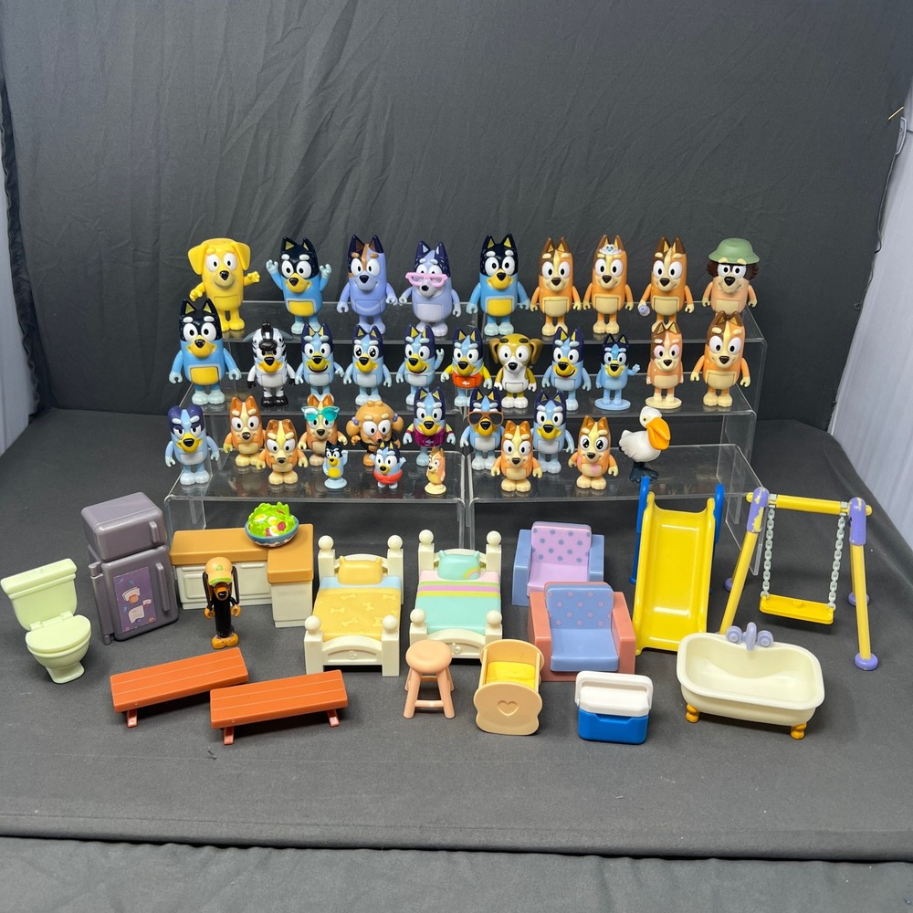 Bluey Figures Furniture Lot 50pc Multicolor Heeler Family House Accessories